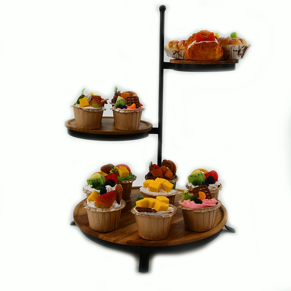 small size plastic led 3 tier dessert tower wheel pink acrylic bamboo cake and cupcake stand	 with ceramic