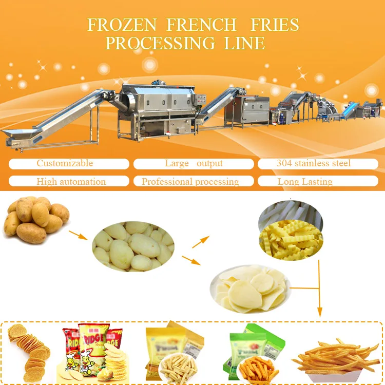 Small Fully Automatic Lays Potato Chips Making Machine Fresh Frozen Scale French Fries Machine Potato Chips Production Line factory