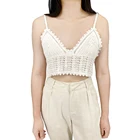 Ladies 2021 Custom LOGO Knitted Polyester Women Sexy Cropped Crochet Knitting Sweaters Shirt Vest For Ladies