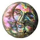 Stone Carvings Hand Carved Natural Pink Purple Flash Labradorite Plam Stone Sun And Moon Face Carving