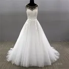 Bridal Elegant Vestido De Renda Lace Sleeveless Wedding Dress Illusion Back A Line Bridal Gown