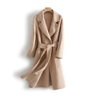 Coat Custom Factory Wholesale Ladies Korea Plus Size Wool Coat Woman Long 100% Cashmere Trench Coat With Belt