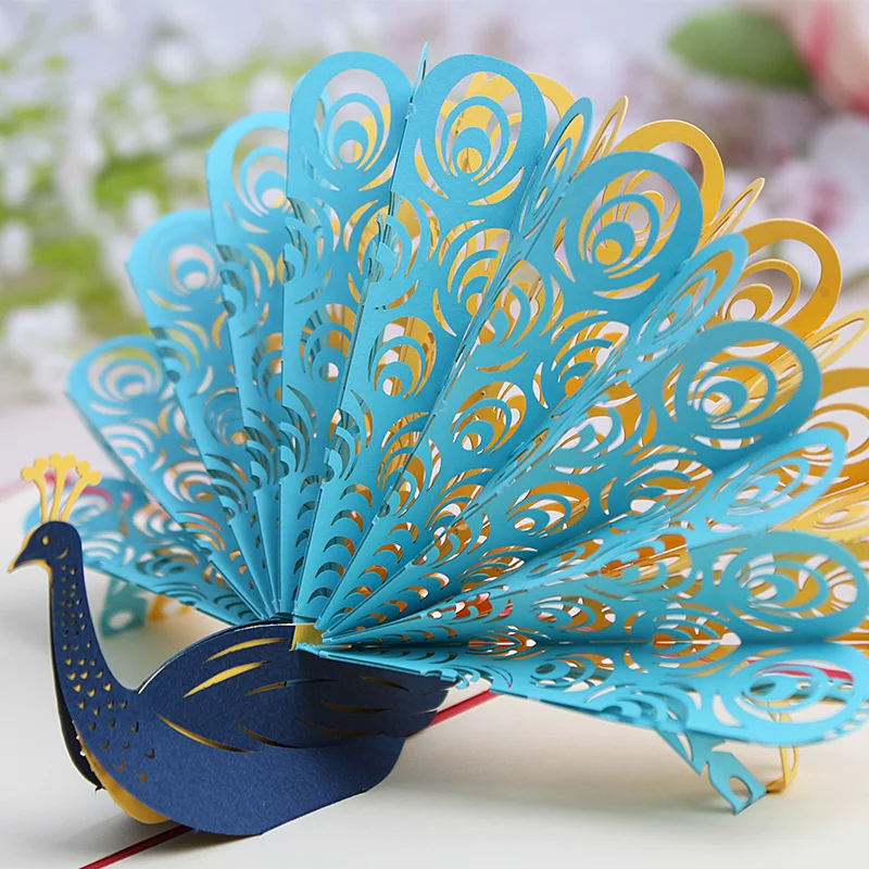 Happy Birthday Anniversary 3D Peacock Pop Up Greeting Cards784