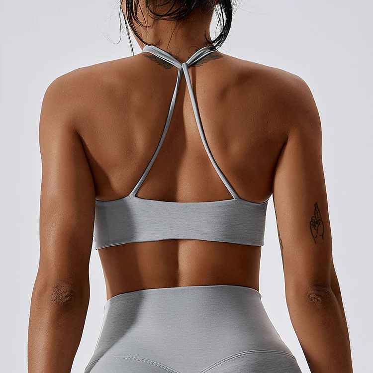 Factory activewear sexy sports bra tops custom yoga bra sport wear twist front sport bra for women fitness