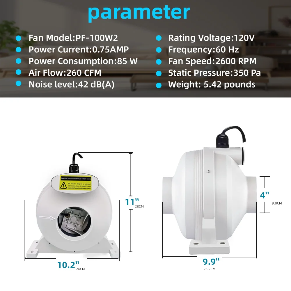 Efficient Kitchen Exhaust Fan, DCFAIR, RF-110W1, Plastic, 115V - detail 10