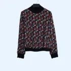 SMILEY Custom Lady's Fashion Printed LS Chiffon Plain Round Neck Tee For Women