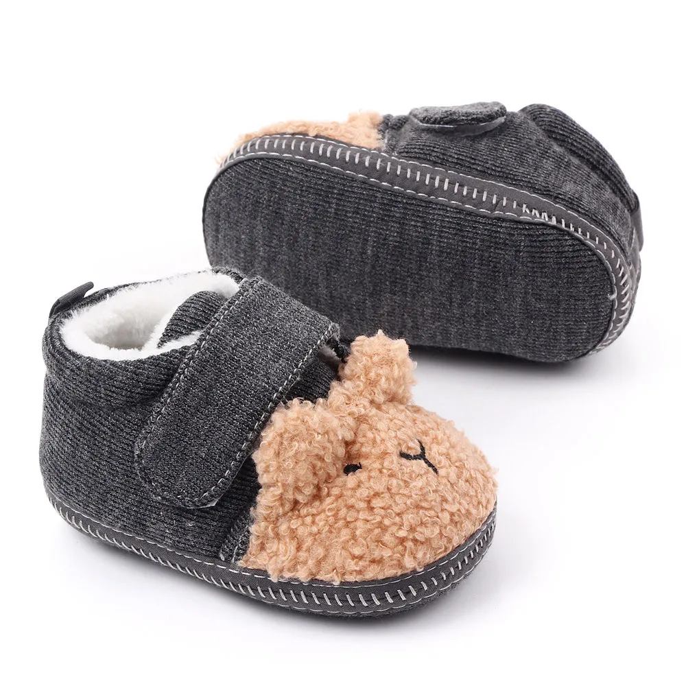 Winter Warm Teddy Fluffy Cute Cartoon Animal Baby Comfortable Soft Soled Toddler Shoes factory