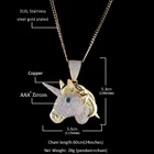 Agate Pendant Hiphop Copper Zircon Agate Eye Unicorn Pendant Necklace Jewelry