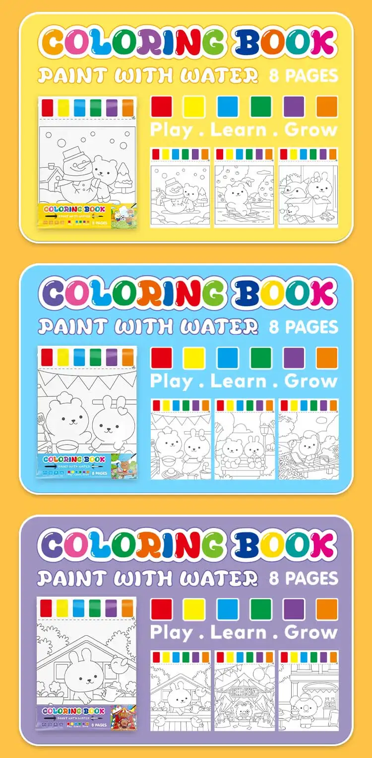 product keybaby custom 2026 cute children diy ins characters simple water coloring books with pigment for shop-9