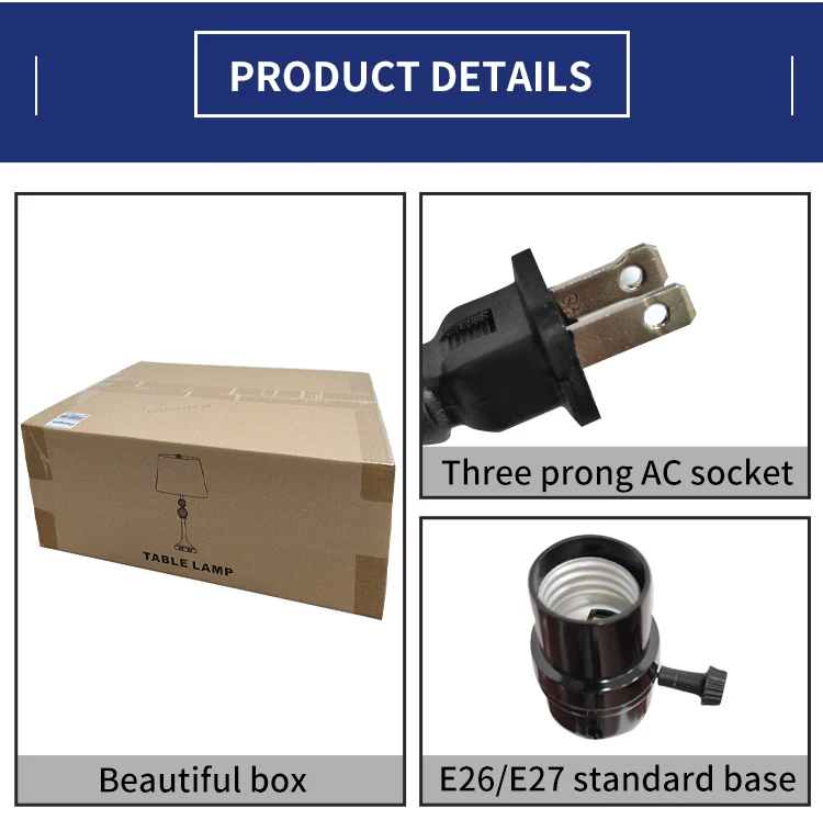 White linen touch switch Farm light Hotel bedroom table lamp