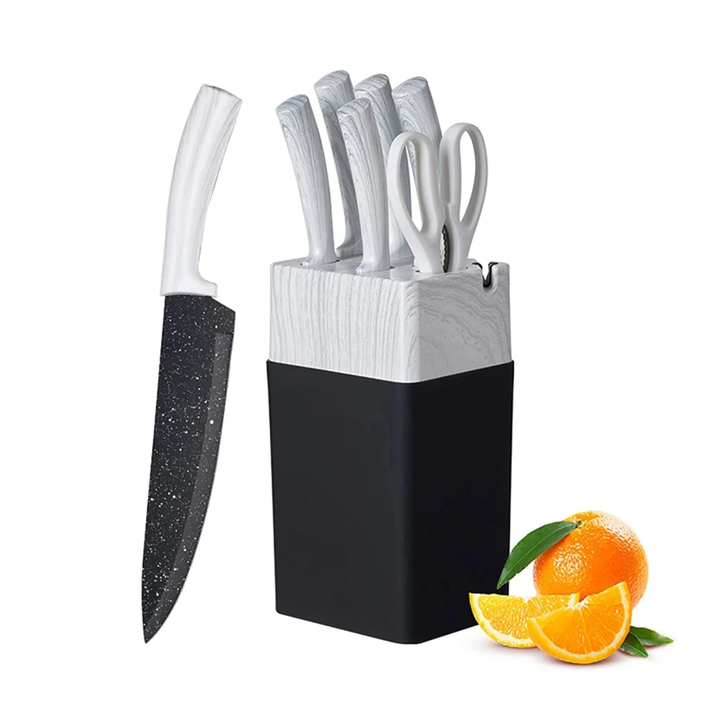2024 Wholesale 7 Pieces Stainless Steel Kitchen Knife Se Non-stick Kitchen Chef Knife Set Knife Block Set Kitchen Accessories
