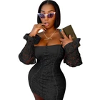Dress Long Large Stock Top Quality Casual Woman Sexy Dress Elegant Look Through Hollow-Out Lace Women Long Sleeve Dress