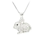 925 Sterling Silver Diamond Rabbit Bunny Necklace Pendant