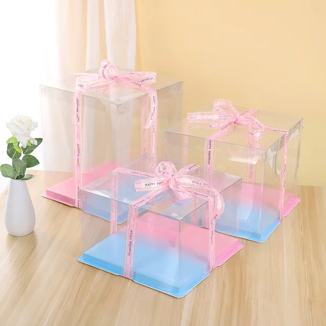ZX/ 8-inch single and double-layer clear box,orange plastic cake containers,suitable for birthday Parties and gift packing
