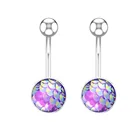 Navel BER-772WH Newest Mermaid Tail Round Stone Navel Belly Rings Body Piercing Jewelry For Women