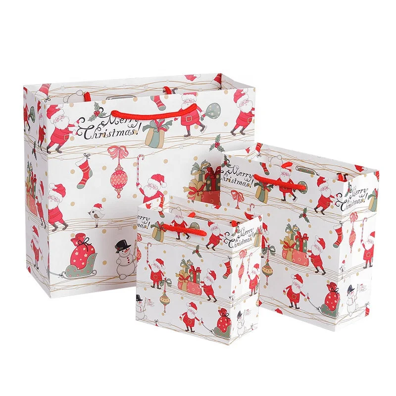 themed design high quality merry christmas gift wrapping bags