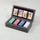 Poker Chips Set Custom PU PVC Leather Poker 2 Playing Card With 100 Pieces Poker Chips Set Case Box