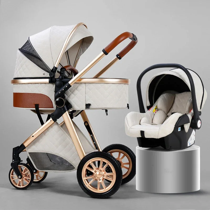 Coches Para Bebes. 3 En 1 Luxury Stroller Baby Pushchair Kinderwagen Poussette Baby Stroller Carriage 3 In 1 With Car Seat