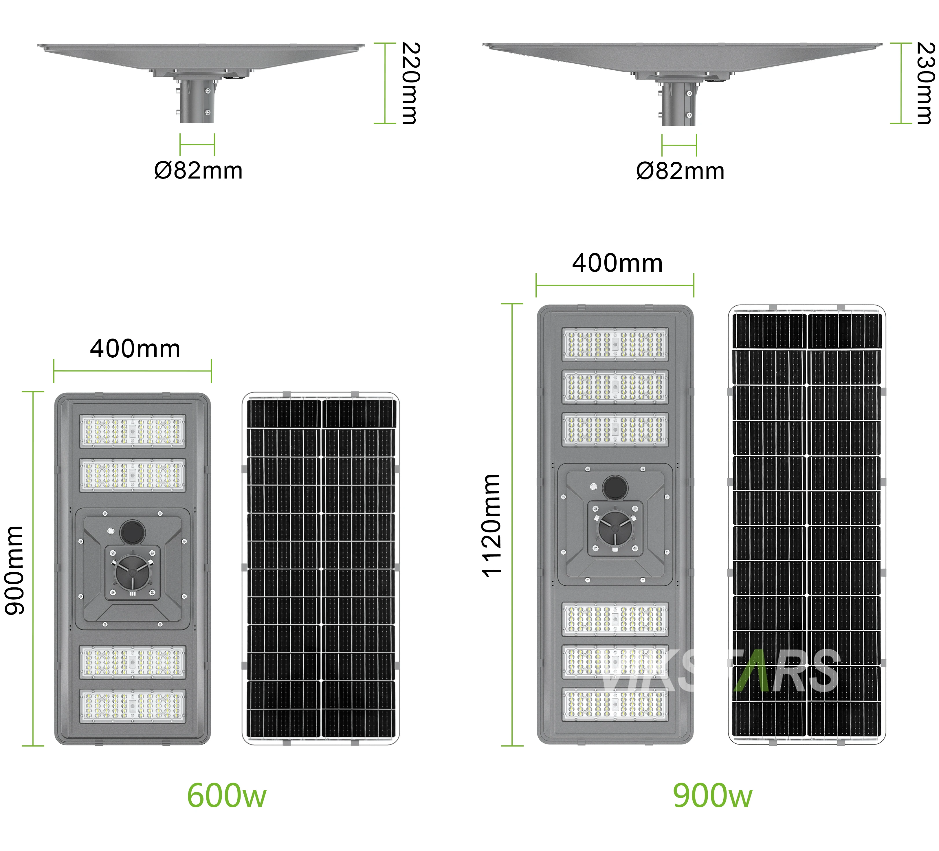 New Bidirectional Solar Street Lamp IP66 LED Solar Garden Light 600W 900W All in One Solar Landscape Lights