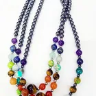 Beads Stone Beads Gemstone Wholesale Natural Smooth Charm Gemstone 7 Chakra Hematite Stone Beads Nacklace