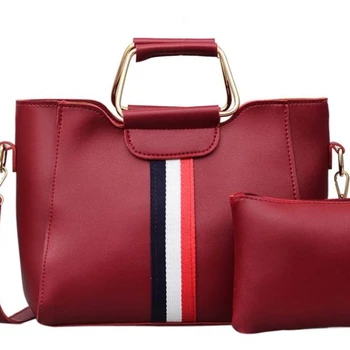 Hot Selling High Quality Custom PU Leather 2PCS Set Bag Designer Soft Surface Handbag and Purse Set
