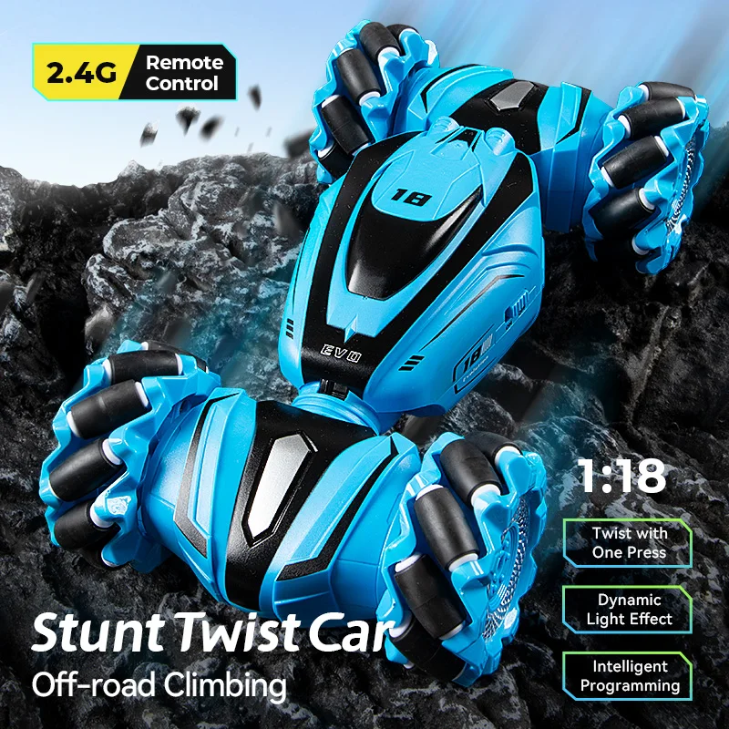 2.4Ghz RC Twist Stunt Car Radio Remote Control Traverse Cars Toy Watch Gesture Sensing Rotation Twist Drift Car Gift for Kids