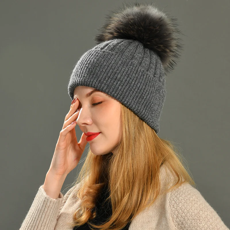 Womens Warm New Cashmere Knit Hat With 