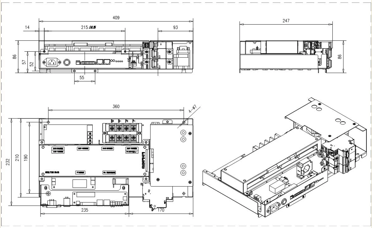 166.4V 52S 100A Battery Management System with Master-Slave Integrated Design for LiFePO4 Battery Packs and 3-Year Warranty