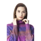 Long Tops Woman Sweater Lady Stripe Long Sleeve Warm Color Blocking Velvet Tops Crew Neck Winter Knitted Pullover