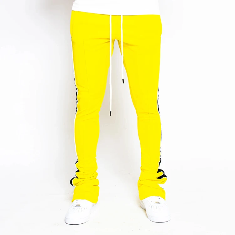 yellow stacked pants mens