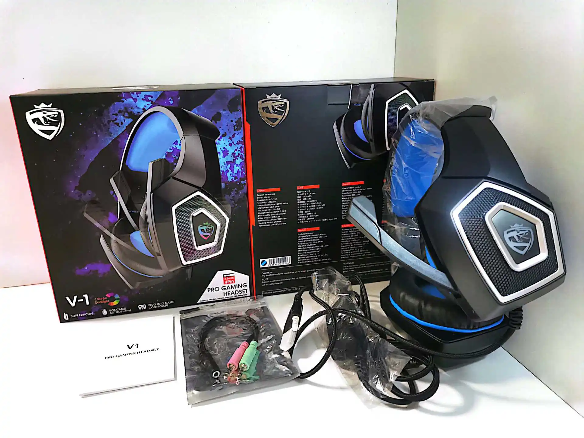 Cross-border V1 Headset Game Headset RGB Colorful Wired Headset Subwoofer Headset PS4 E-sports Eat Chicken