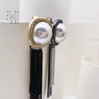 With Tassel Newest High Quality Unique Stylish Pearl With Tassel Metal Chain 2 Color Plating Alloy Fashion Earrings