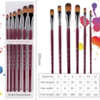 Artist TANGNI 6pcs/set Professional Art Painting Artist Brush Set For Acrylic Watercolor Oil Paints