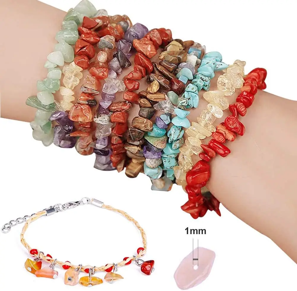 Wholesale DIY Necklace Bracelet Natural Loose Chip Stone Beads For Jewelry Making With Metal Making Tools Handmade Gift For Kids