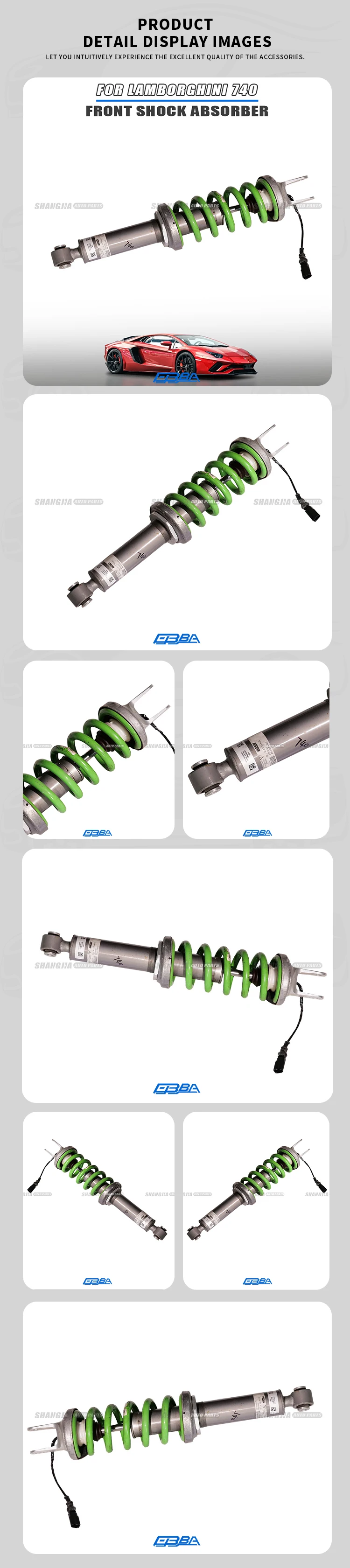 product front shock absorber fit for lamborghini aventador 740 original used high quality spring shock absorber 470412019ag green spring295-1