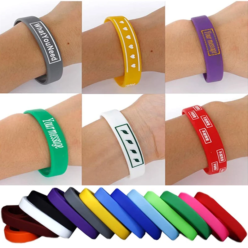 Hot Sale Printed Custom Silicone Wristband Rubber Bracelet Wrist Band