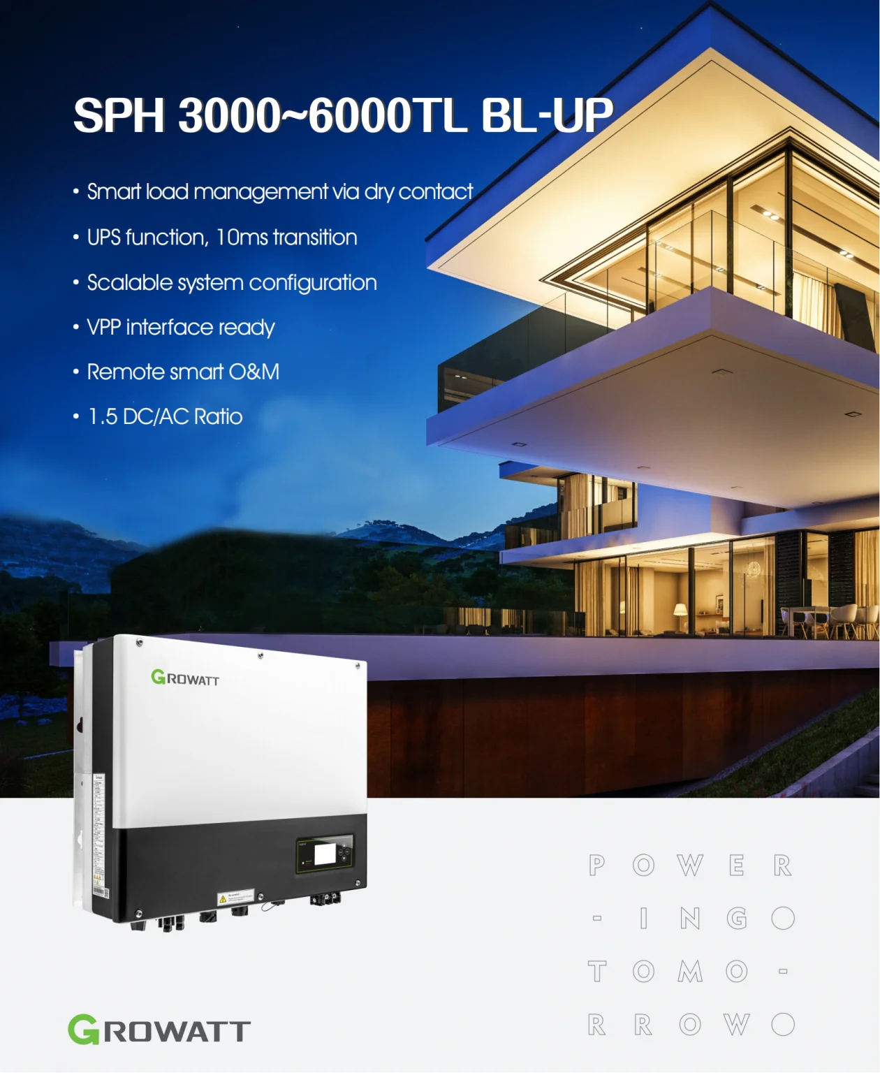 Sph Tl Growatt Hybrid Inverter Kw Dual Mpp Trackers Solar