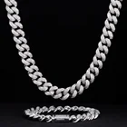 Cz Jewelry 14k 18k Gold Plated CZ Iced Out Hop Jewelry Chain Link Necklace Men Cuban Link Chain
