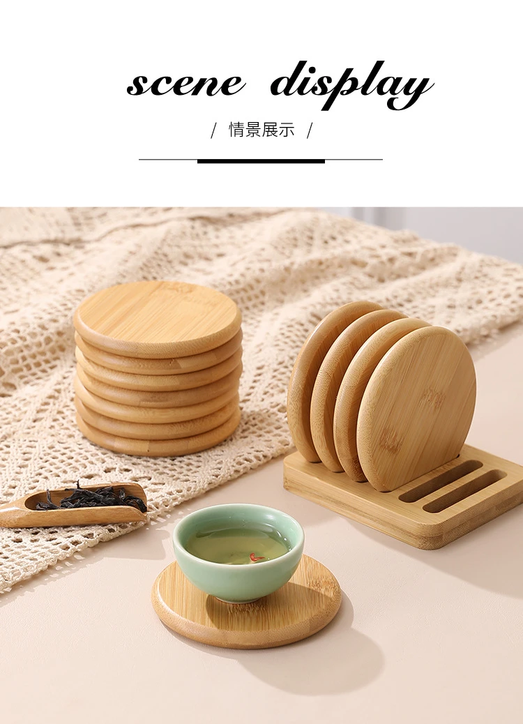 Creative Bamboo Wood Round Square Coaster Heat Insulation Mat Tea