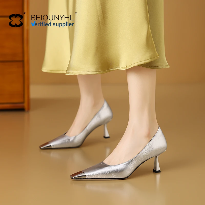 Women Square Toe Patch Dress Shoes Women's Luxury Heels Sliver Genuine Leather Multi Color Strange Low Heels Pumps For Ladies