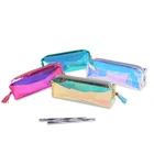 Pencil Case Bag Pencil Hot Sale Custom Fashionable Laser Sewing Tassel Pen Bag Pu Zipper Pencil Case