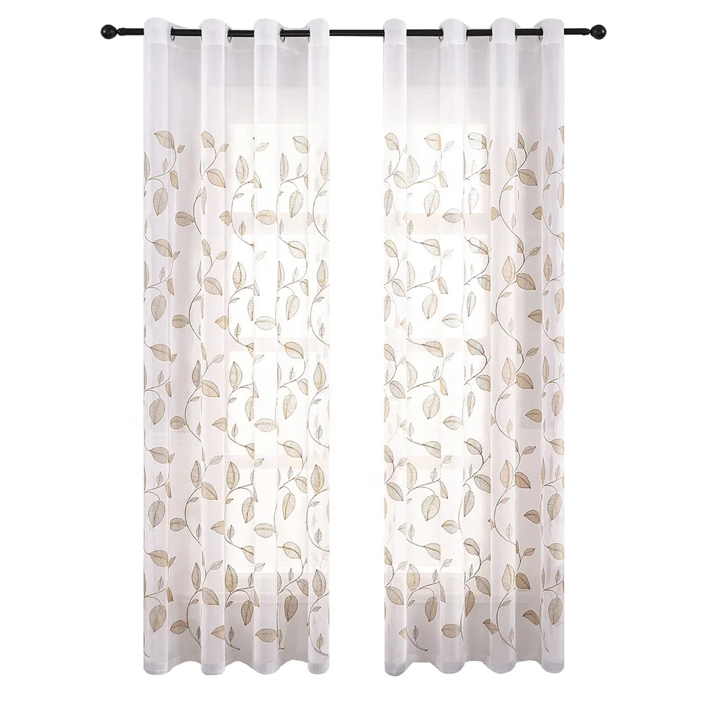 Wholesale embroidered  window sheer curtains Amazon hot pastoral style for living room