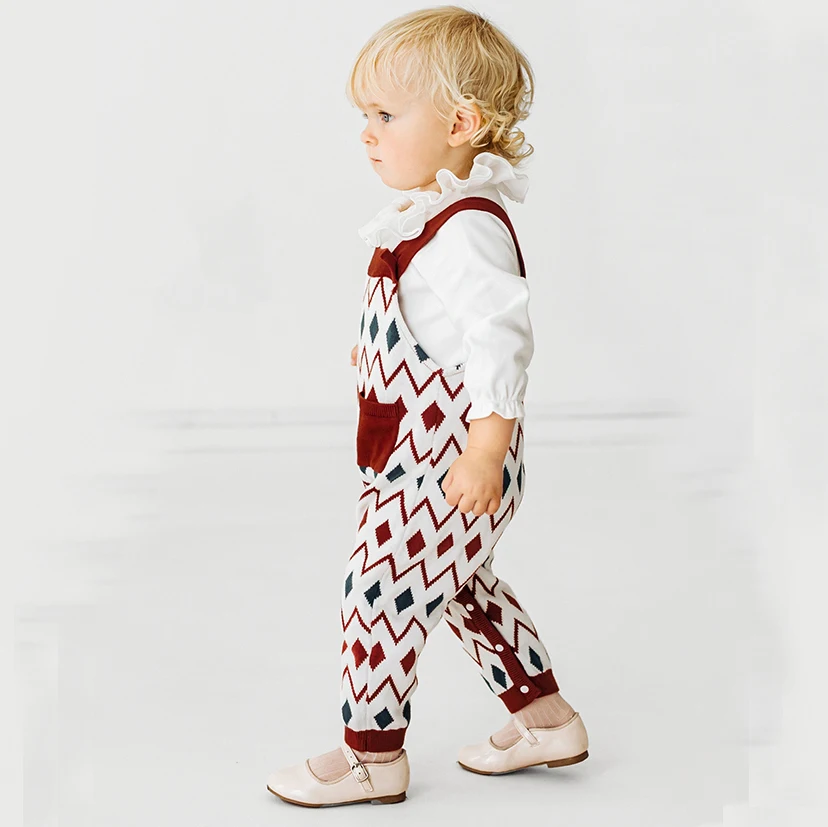 Guangzhou custom winter toddler clothes boys fall sets jumpsuits knit baby sweater romper overalls toddler boys clothing sets