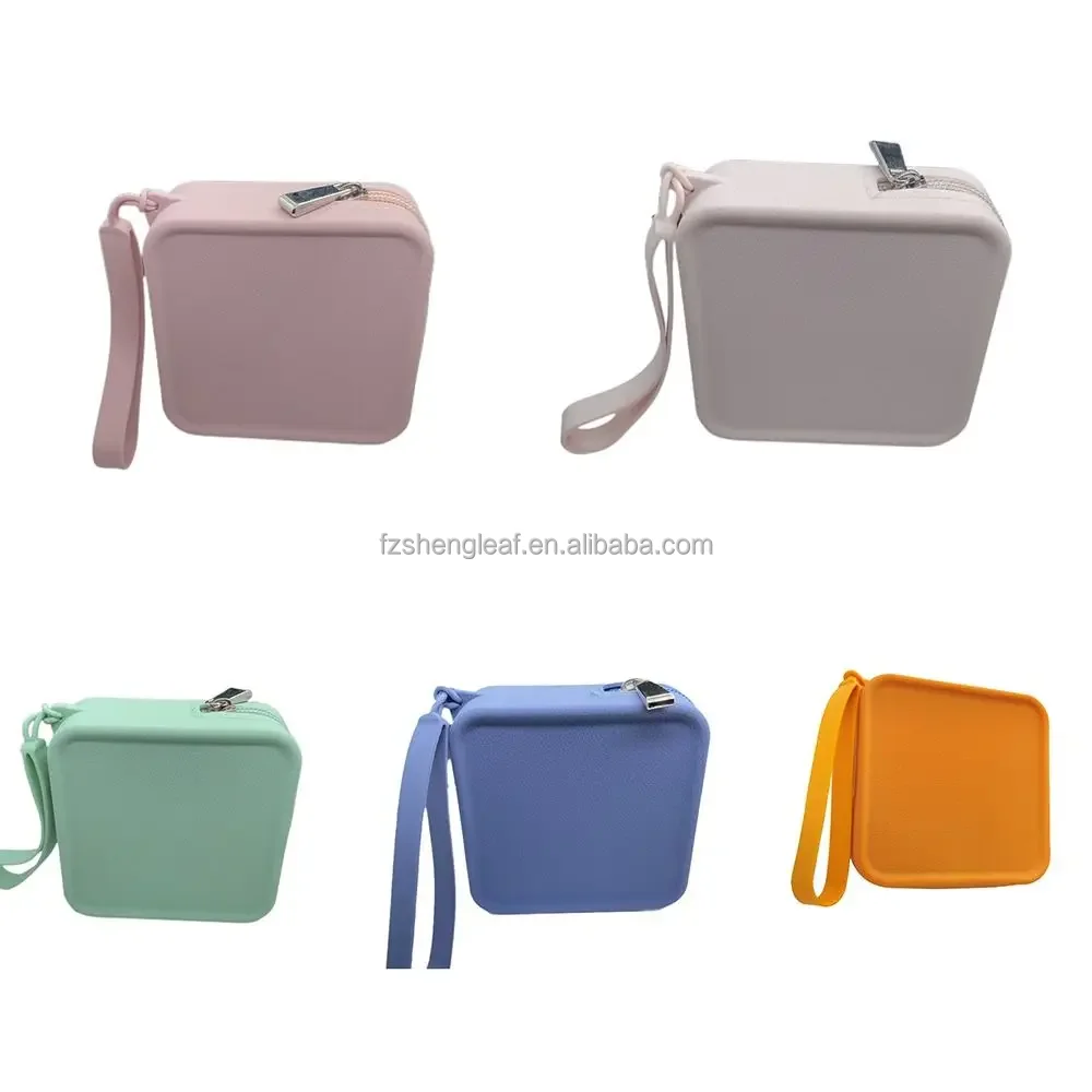product luxury unique cute kawaii silicone square earphone women ladies girls kid travel mini small coin purse pouch cosmetic bag custom-1