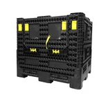 Gray Box Whole Sales Low Price Recycle Plastic Gray Large Foldable Pallet Box With Lid For Warehouse