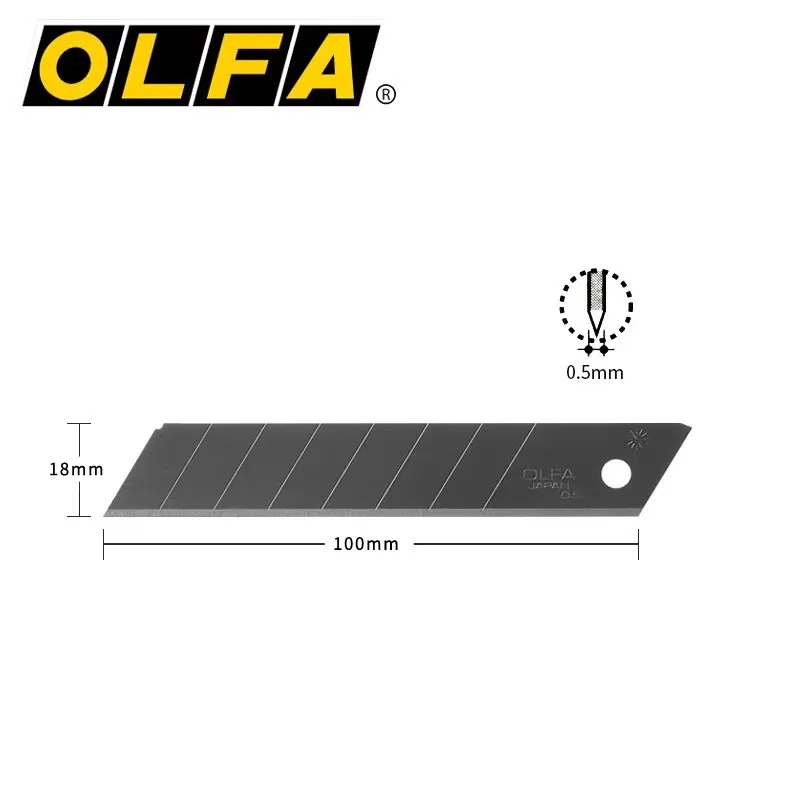 OLFA 18mm Heavy-Duty Snap Off Replacement Blades, 10 Blades (80 segments) LB-10