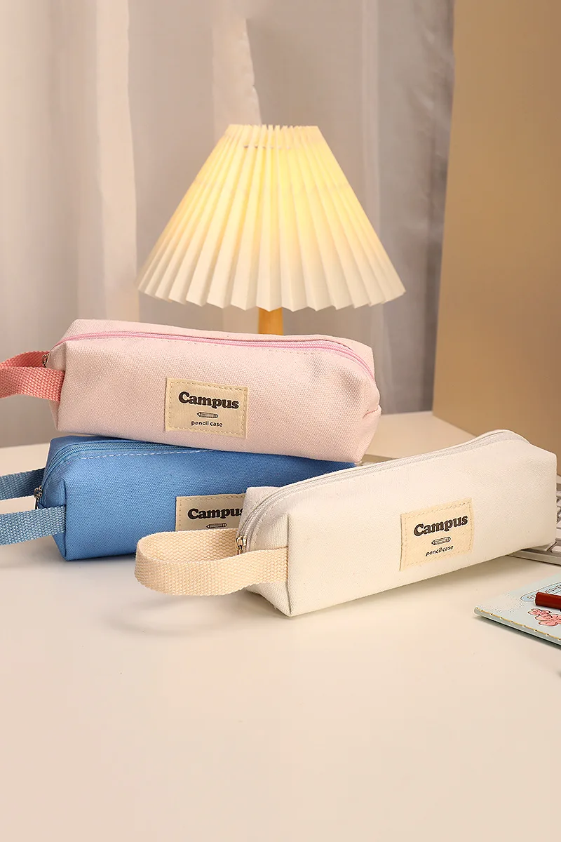 Cute Portable Candy Colored Pencil Bag Student Storage Bag Creative Fresh Canvas Stationery Bag