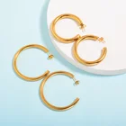 Large Hoop Earrings Earrings Stainless Steel Thick Double Huggie Large Big Gold Hoop Earrings