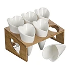 Ice Cream Porcelain Wood Heart-Shaped Food Snack Serving Bowl Dishes Ice Cream Cones Holders