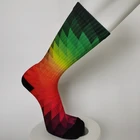 Custom Colorful Black Red Yellow And Green Men's 3D Sports Custom Printed Nylon Socks